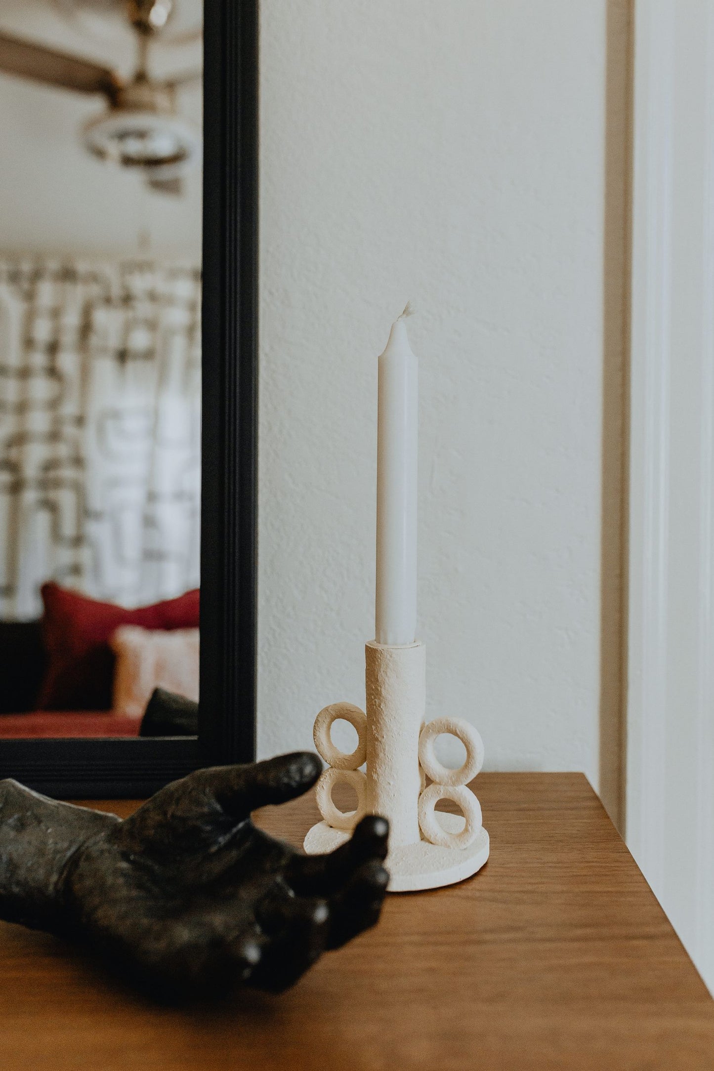 Ivory Resin Candle Holder