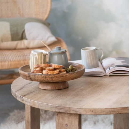 Mango Wood Footed Bowl