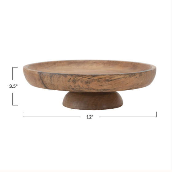 Mango Wood Footed Bowl