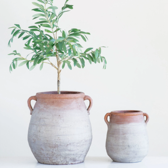 Whitewashed Terracotta Urn