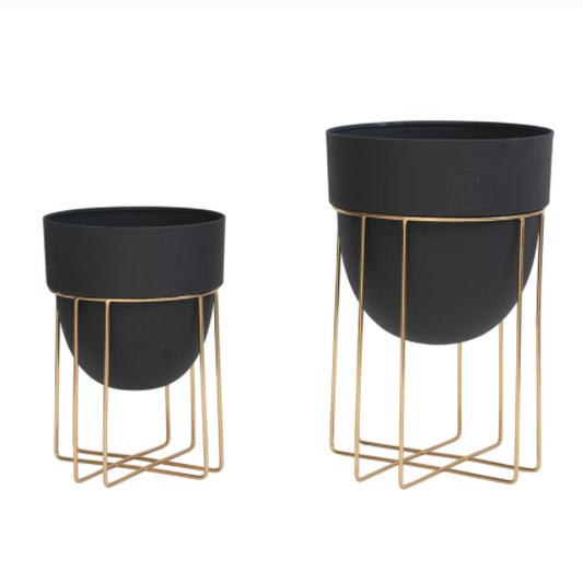 Black and Brass Planters