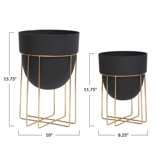 Black and Brass Planters